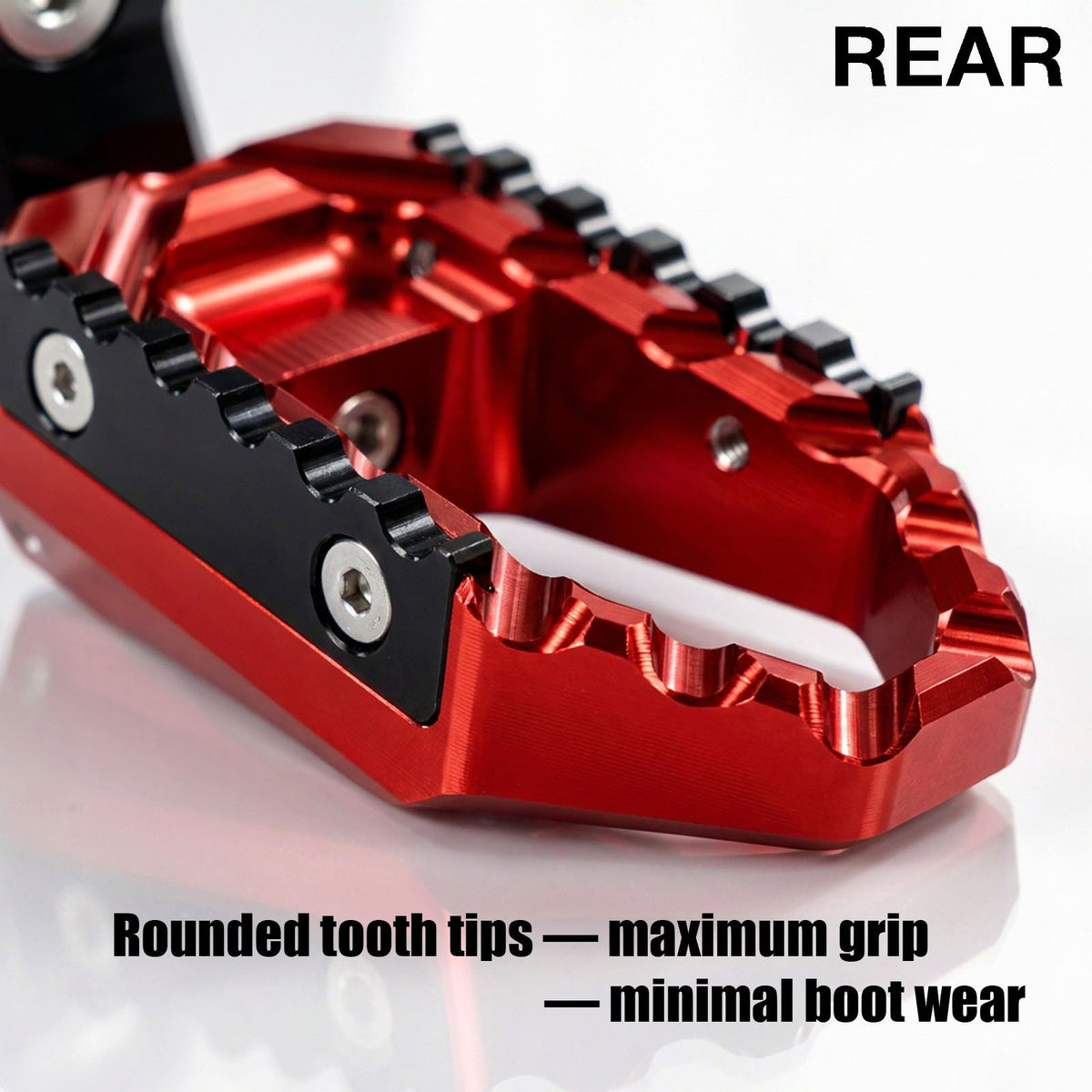 Rear 50mm extension touring foot pegs for Yamaha MT-09, MT-07, MT-10 from MC Motoparts, adjustable wide foot pegs for touring comfort.