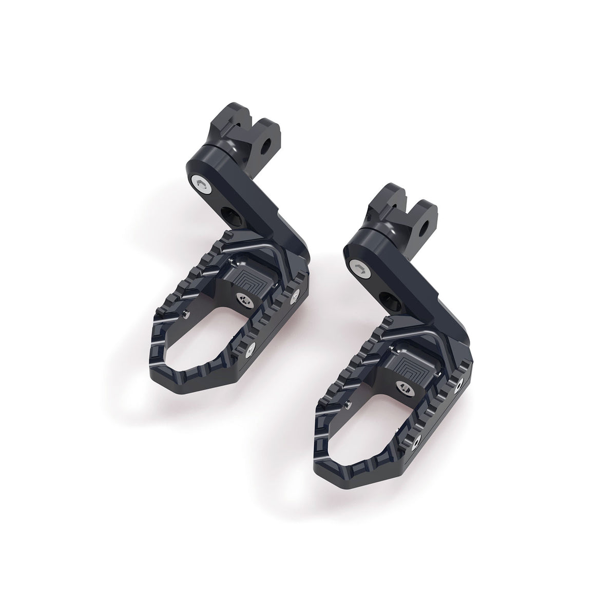 Black 40mm extension foot pegs for Suzuki GSX-R 750, 1000, 600, with wide touring design by MC Motoparts, shown installed on motorcycle.