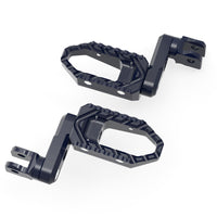 MC Motoparts 40mm extension foot pegs for Yamaha MT09, MT07, MT01, MT10 touring bikes, black with adjustable design.