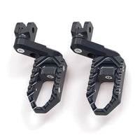 Front view of MC Motoparts 40mm extension touring foot pegs for Ducati Monster 1200 821 695 TRC, wide and multi-step design.