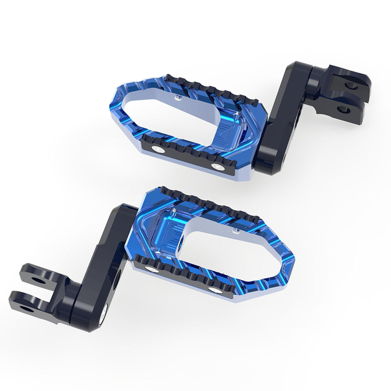 MC Motoparts 40mm extension foot pegs for BMW F800S, R1200 S, ST, G650GS touring bikes, shown in black with extended design.