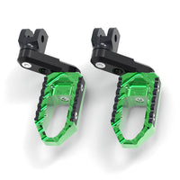 Electric dirt bike 40mm extension foot pegs for Razor RSF350 RSF 650 TRC Touring, by MC Motoparts, shown on front of bike.