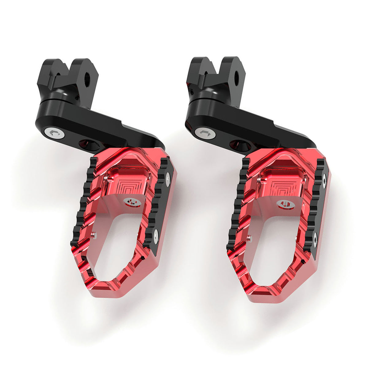 MC Motoparts 40mm extension foot pegs for Ducati DesertX, Multistrada V2 V4 S RS TRC touring motorcycle, front view with black finish.
