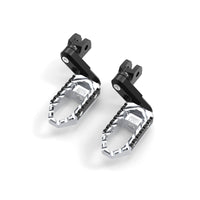 MC Motoparts 40mm extension foot pegs for Yamaha YZF R1 R6 R3, adjustable touring foot pegs with black finish on a motorcycle.