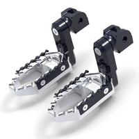 MC Motoparts electric dirt bike 40mm extension foot pegs for Razor SX 125 350 500 TRC Touring, black with front view.