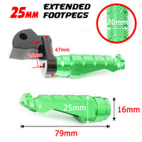 {Rear}  Fits Kawasaki ZH2 ZX-10R Z E-1 Ninja 7 25mm Extension R-FIGHT Foot Pegs