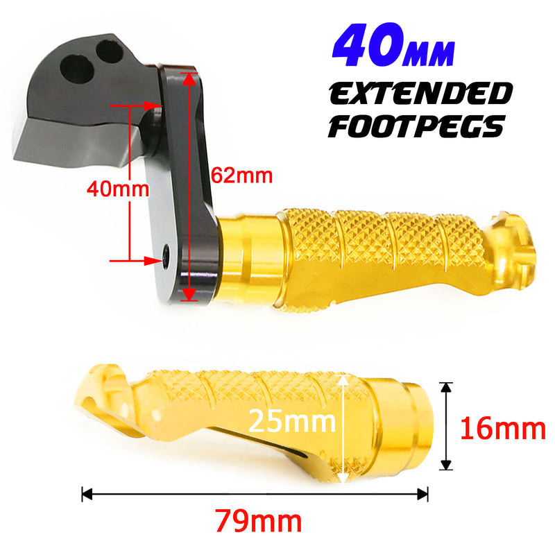 {Rear}  Fits Kawasaki ZH2 ZX-10R Z E-1 Ninja 7 40mm Extension R-FIGHT Foot Pegs