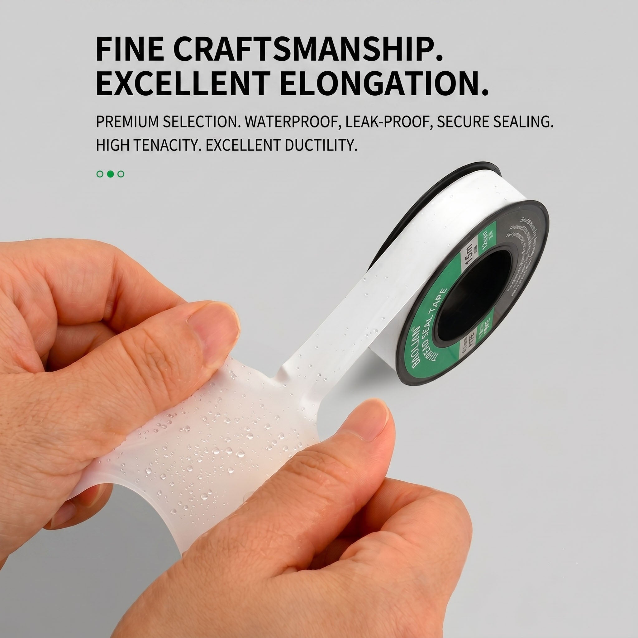 Black PTFE thread seal tape by MC Motoparts, waterproof plumber's tape for pipe fittings and leak repair, 2 rolls.