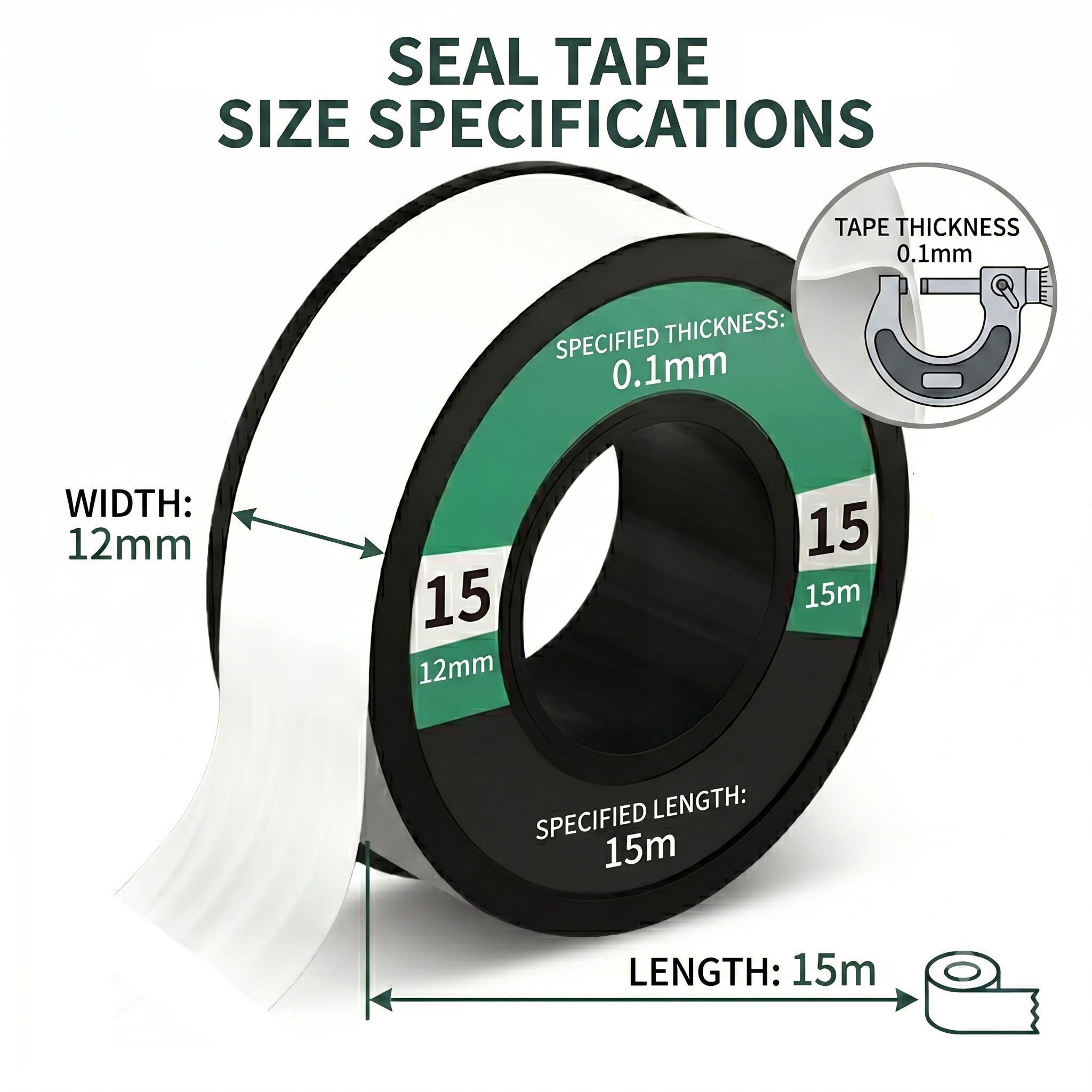 Two rolls of MC Motoparts premium PTFE seal tape for waterproof pipe fittings and leak repair, 1/2 inch by 158 inches.