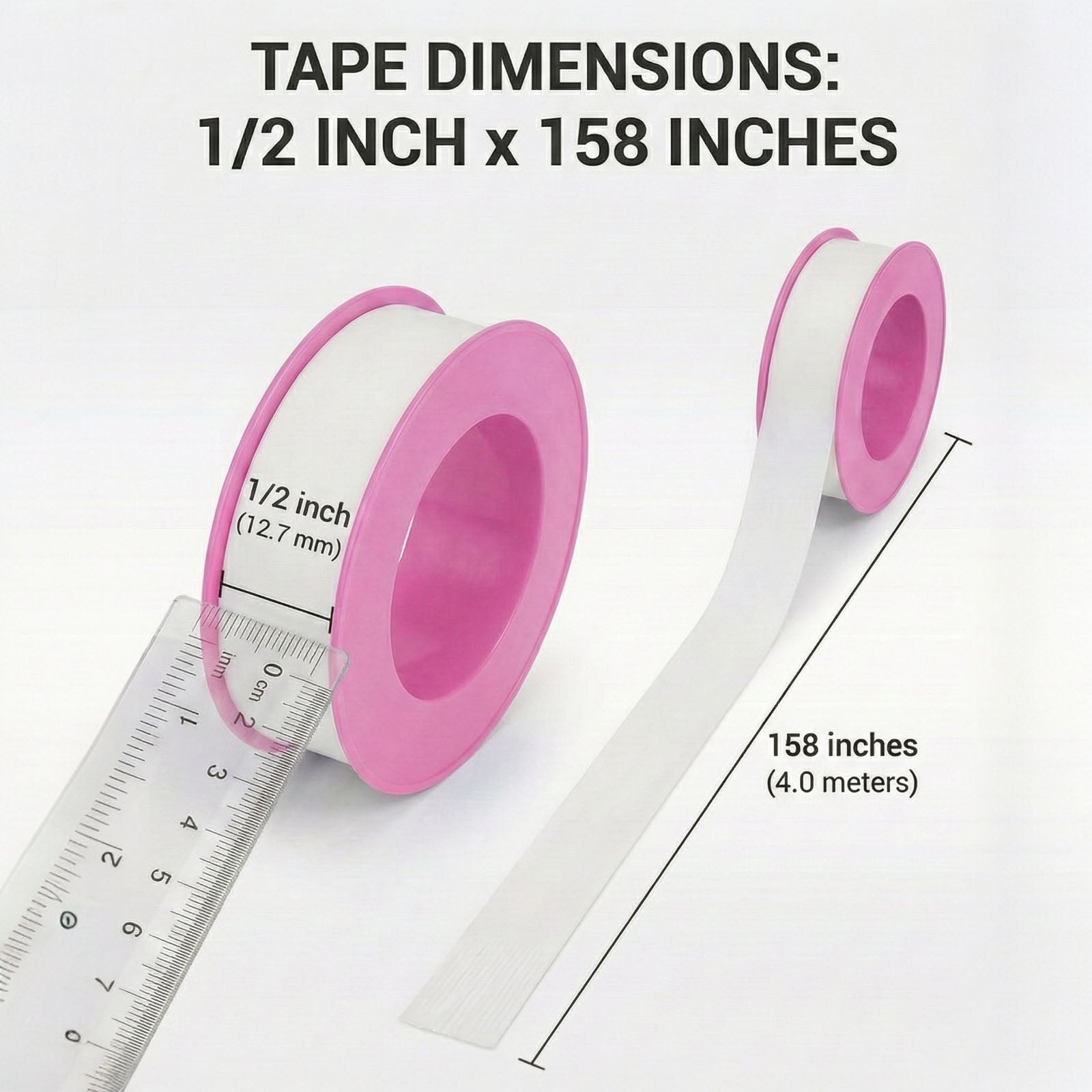 Premium PTFE Thread Seal Tape – Waterproof Plumber's Tape for Pipe Fittings & Leak Repair - 2 Rolls (1/2 Inch x 158 Inches) - MC Motoparts