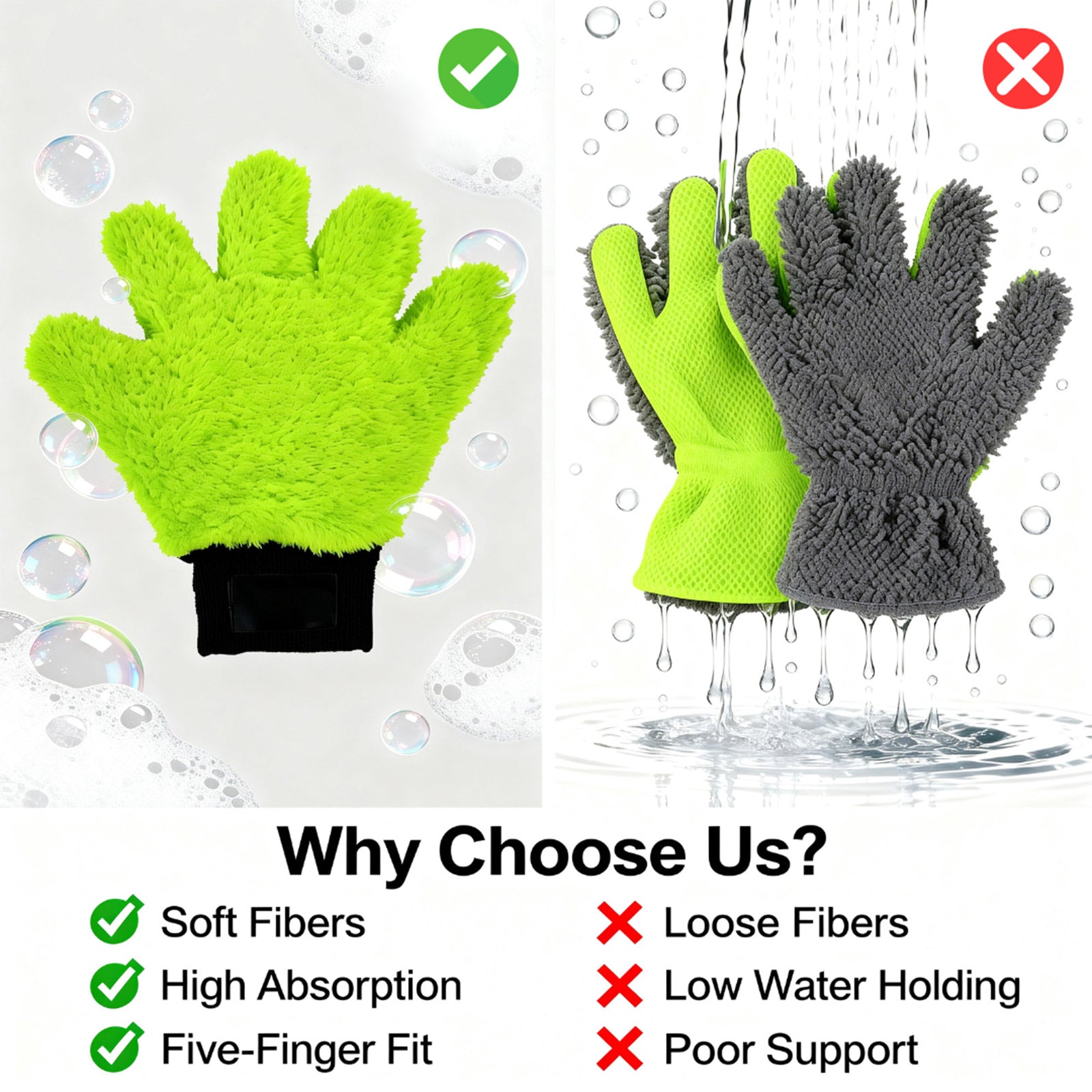 Ultrasoft 5-Finger Car Detailing Gloves (2pcs) – High Absorption & Heat Resistant