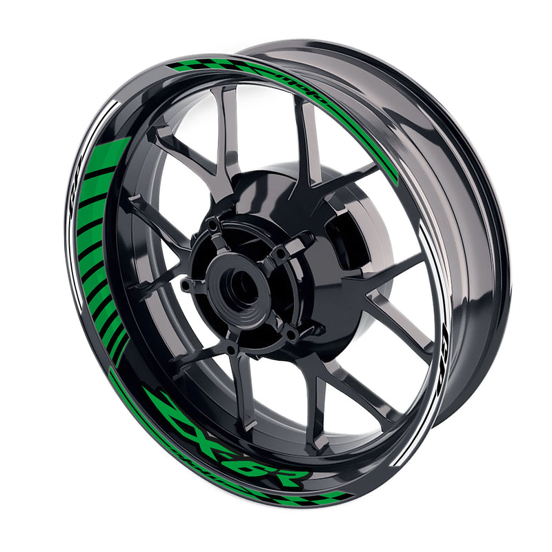 Fit Kawasaki ZX6R Ninja ZX636 Logo Moto GP Stripe 17 inch Wheel Rim Sticker - MC Motoparts