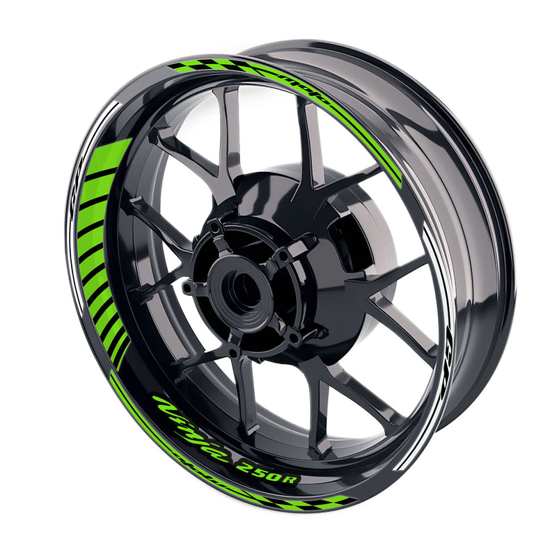 Fit Kawasaki Ninja 250R EX250 Logo Moto GP Stripe 17 inch Wheel Rim Sticker - MC Motoparts