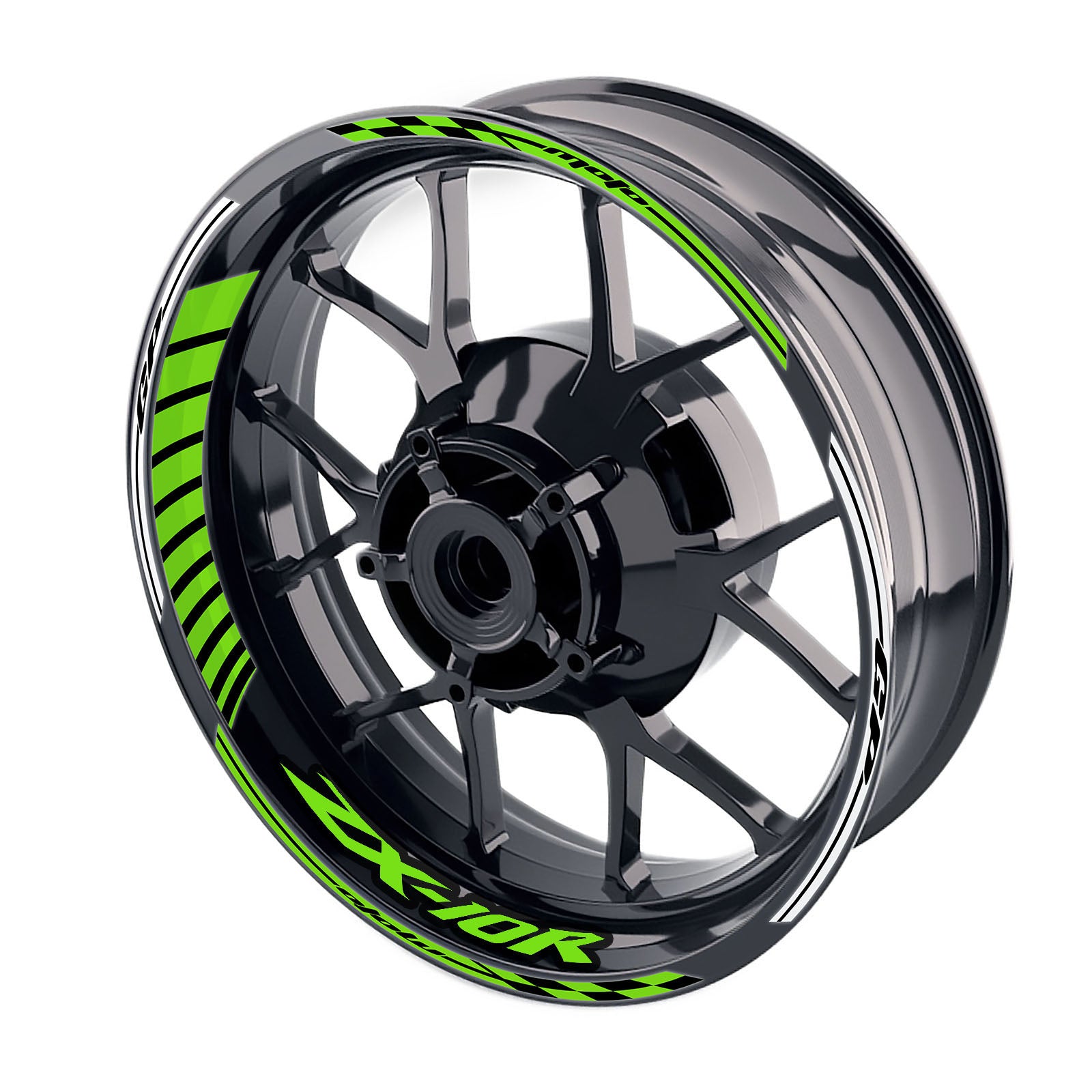 Fit Kawasaki ZX10R Ninja Logo Moto GP Stripe 17 inch Wheel Rim Sticker - MC Motoparts