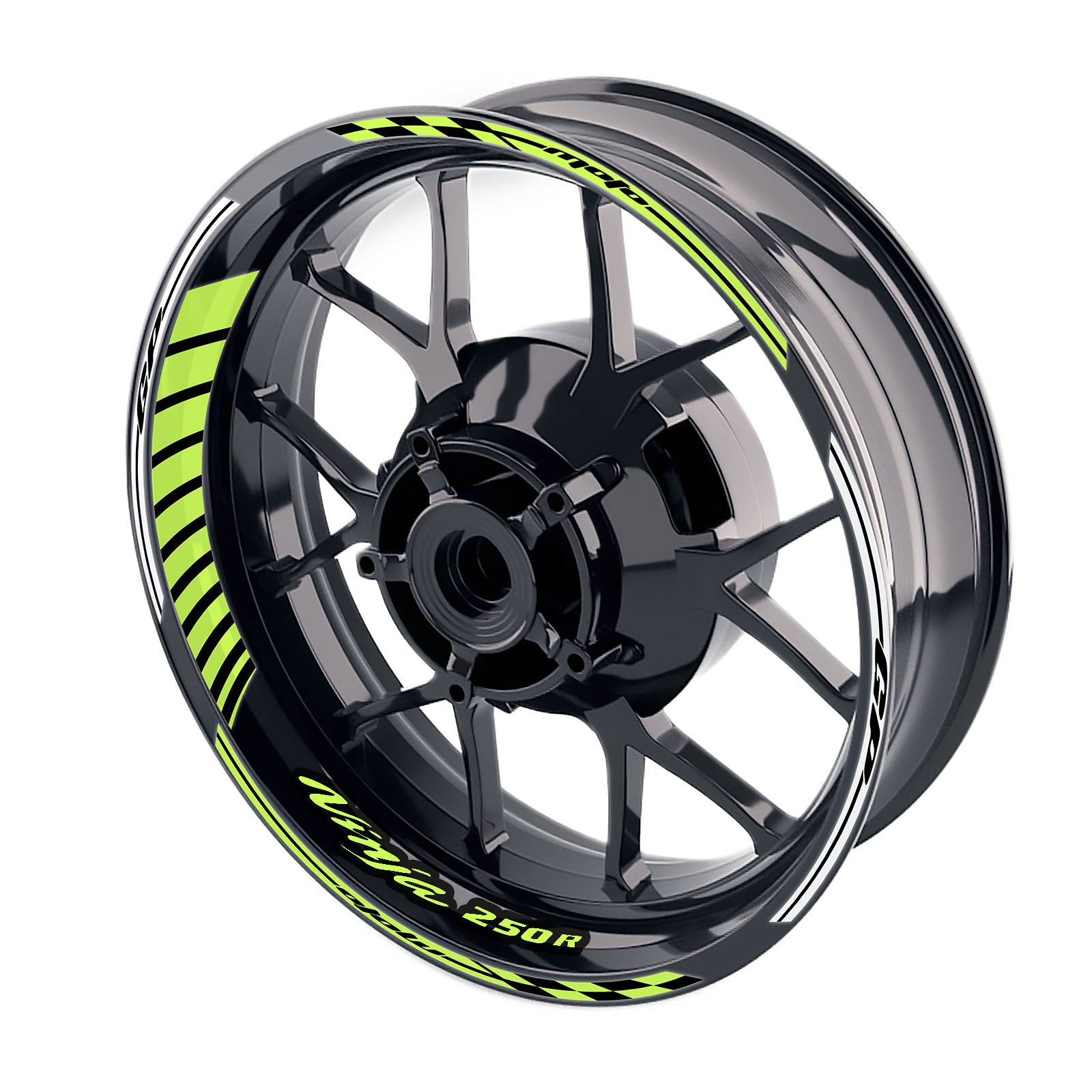 Fit Kawasaki Ninja 250R EX250 Logo Moto GP Stripe 17 inch Wheel Rim Sticker - MC Motoparts