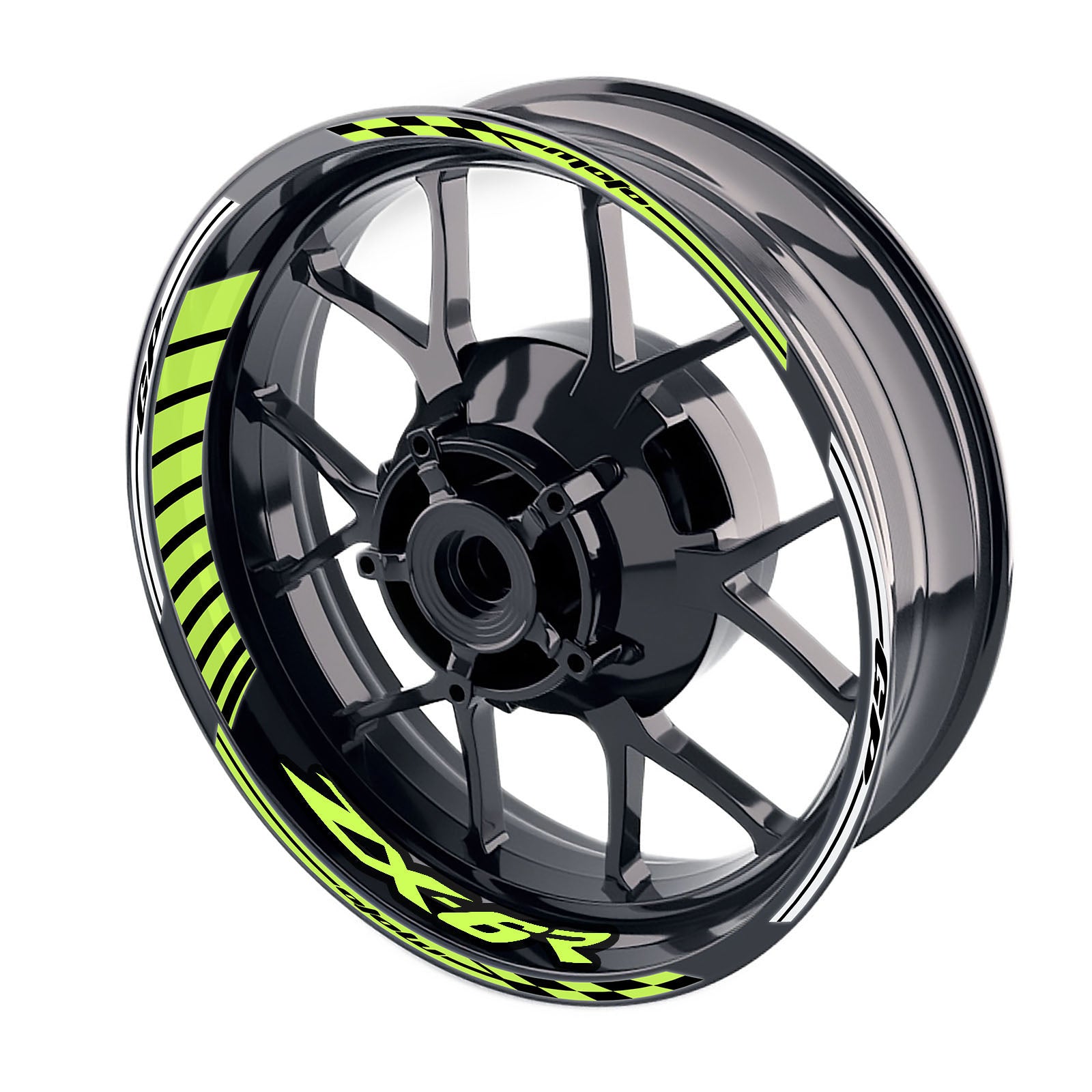 Fit Kawasaki ZX6R Ninja ZX636 Logo Moto GP Stripe 17 inch Wheel Rim Sticker - MC Motoparts