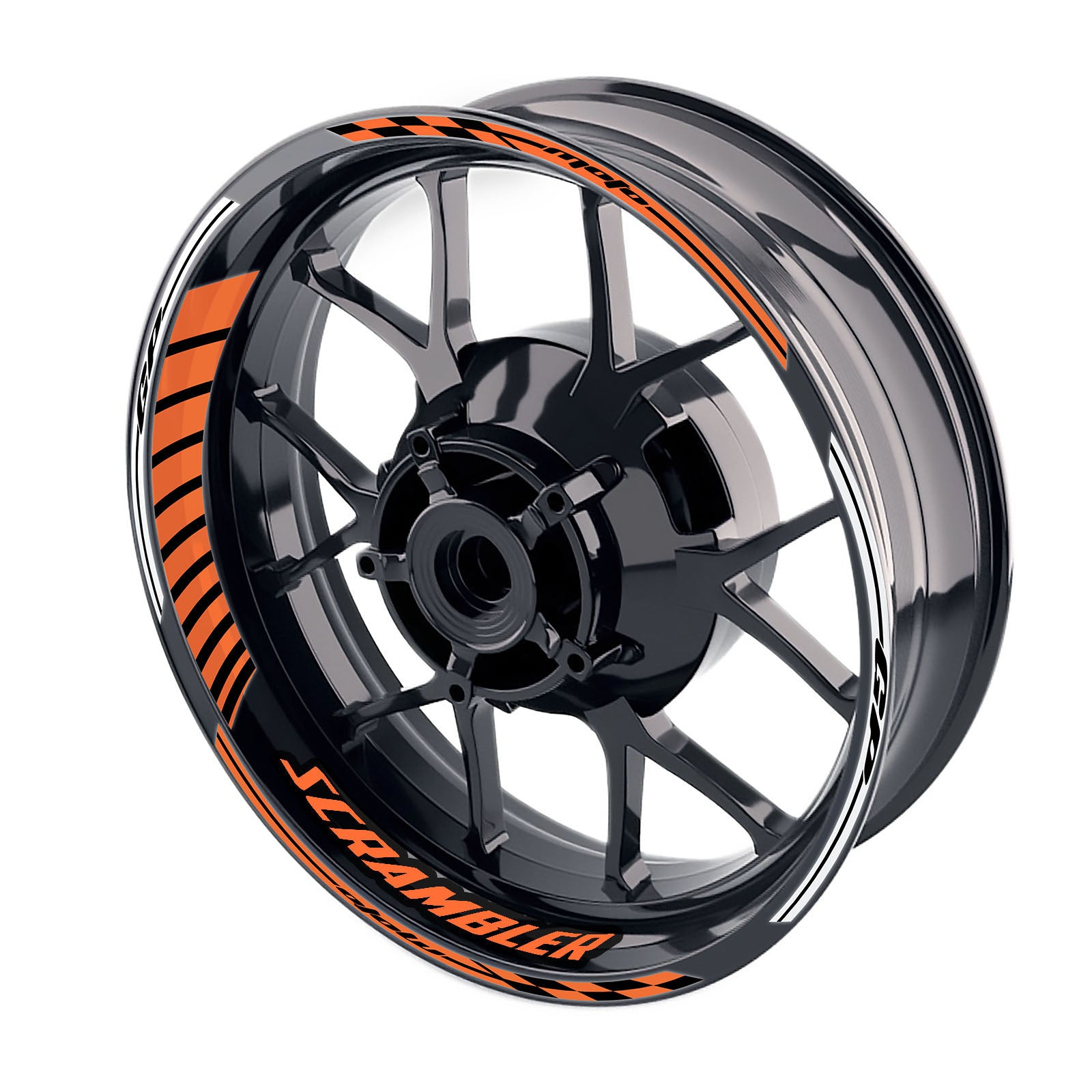 Fit Ducati Scrambler Caf? Racer Logo Moto GP Stripe 17 inch Wheel Rim Sticker - MC Motoparts