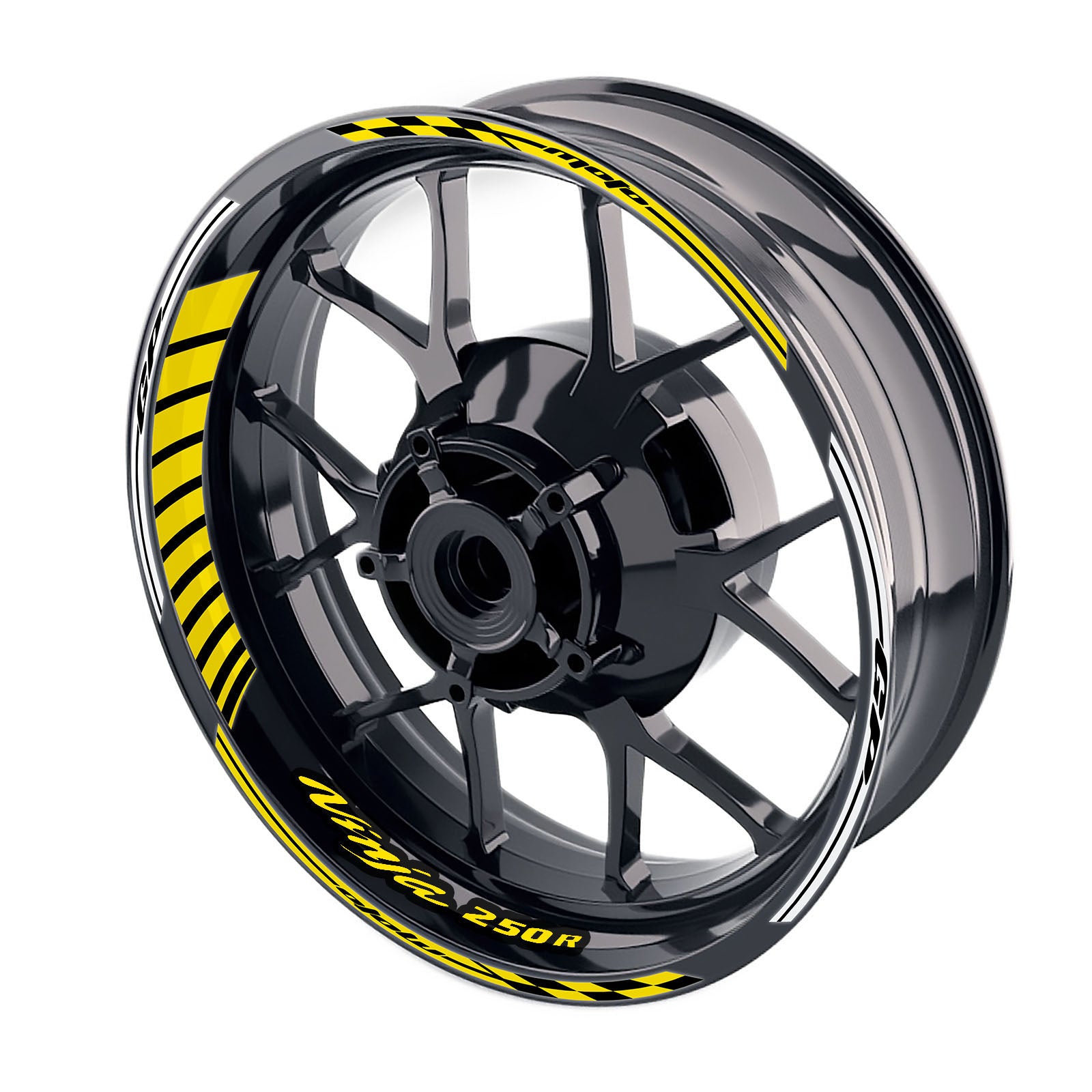 Fit Kawasaki Ninja 250R EX250 Logo Moto GP Stripe 17 inch Wheel Rim Sticker - MC Motoparts