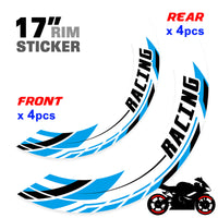 J01 17'' Llanta delantera y trasera extraíble pegatina de llanta de 2 piezas para Aprilia Tuono V4R