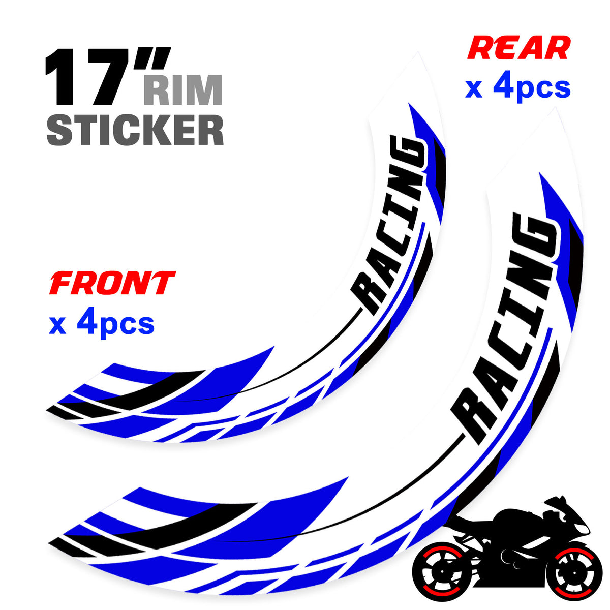 Autocollant de jante amovible J01 17 pouces, 2 pièces, avant et arrière, pour Aprilia Tuono V4R