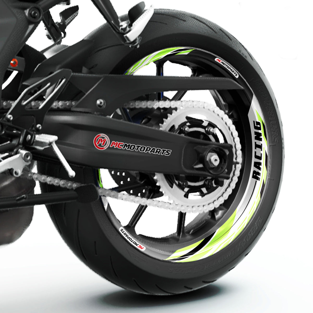 J01 17'' Llanta delantera y trasera extraíble pegatina de llanta de 2 piezas para Aprilia Tuono V4R