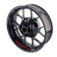 Honda CBR1000RR inner rim sticker set featuring bike-specific wheel decals by StickerBao, showcasing vibrant red rim decals on motorcycle wheels.