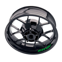Kawasaki ER6F bike wheel stickers and rim decals set by StickerBao, featuring distinctive inner rim graphics for motorcycle wheels.