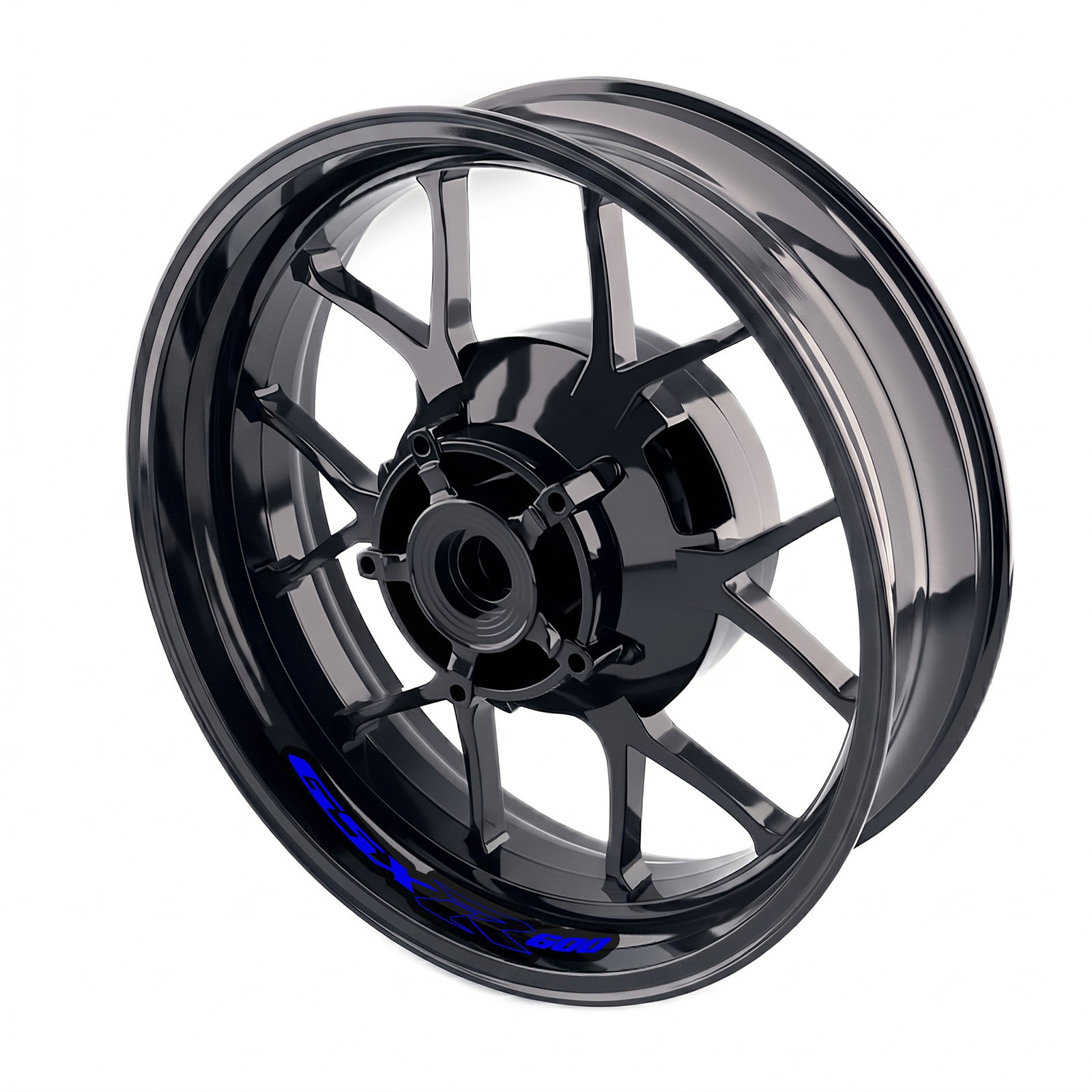 Suzuki GSXR 600 wheel rim sticker set by StickerBao, bike model-specific decals for inner rims, black and white design.