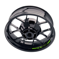 Suzuki GSXR 600 inner rim sticker set by StickerBao, bike model-specific wheel decals with vibrant design on a motorcycle wheel.