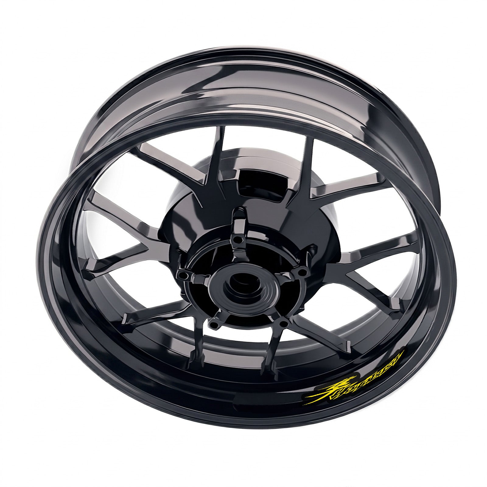 Suzuki GSX1300R Hayabusa wheel rim sticker set with bike-specific decals, featuring bold design for interior rim decoration.