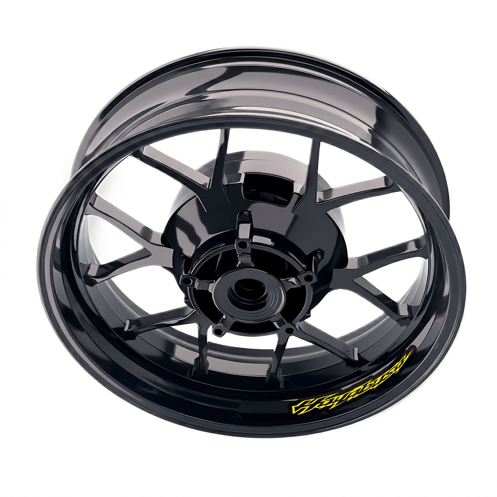 Suzuki Hayabusa GSX1300R inner rim sticker set by StickerBao, wheel decals with blue and black design for bike customization.