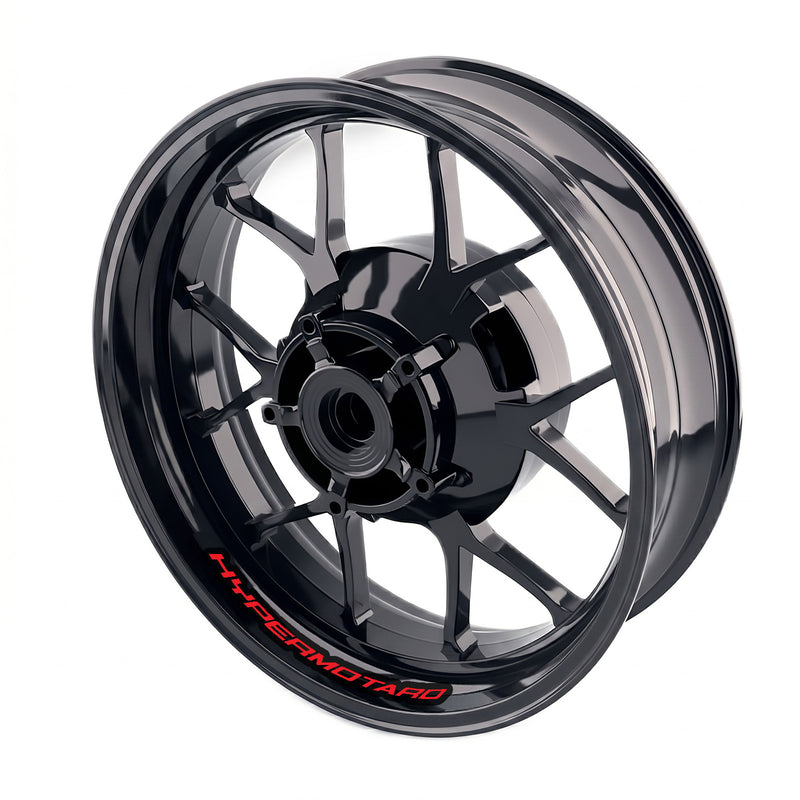 Ducati HyperMotard 1100 inner rim sticker set by StickerBao, bike-specific wheel decals on a motorcycle rim.