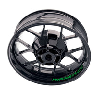 Ducati Hypermotard 950 inner rim sticker set by StickerBao, featuring model-specific wheel decals on black alloy rims.