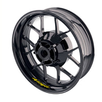 Kawasaki Ninja ZX6R inner rim sticker set by StickerBao, bike model-specific wheel decals on a motorcycle rim.