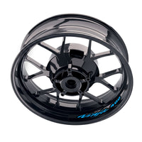 Kawasaki Ninja 400 EX400 inner rim sticker set by StickerBao, bike model-specific wheel decals on a motorcycle wheel.