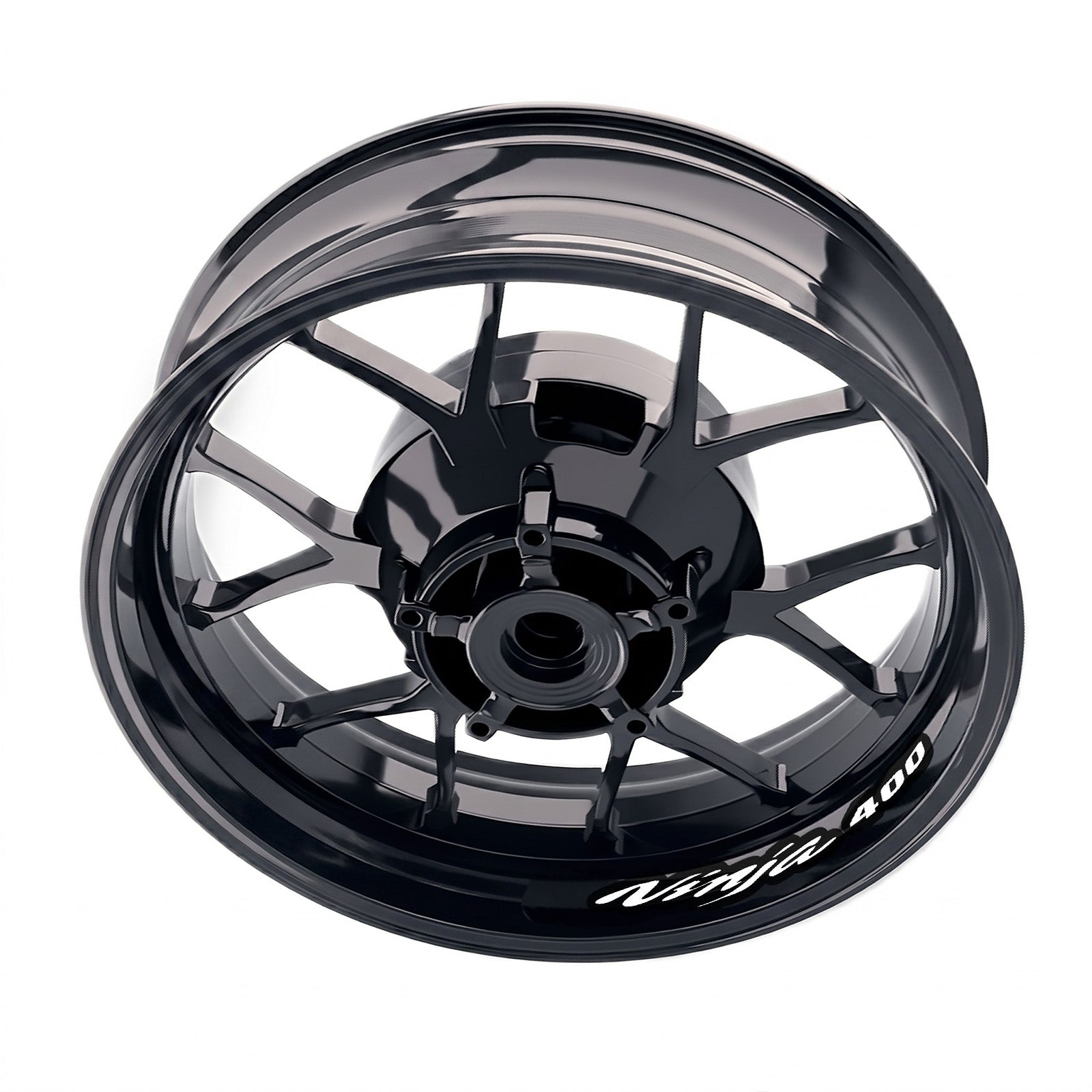 Kawasaki Ninja 400 EX400 wheel inner rim sticker set by StickerBao, includes bike-specific decals for stylish wheel detailing.