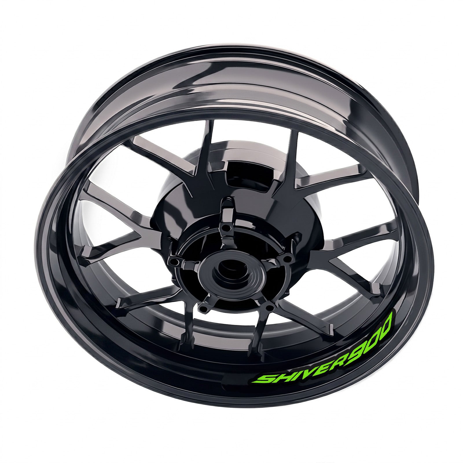 Aprilia Shiver 900 wheel decal set with bike-specific inner rim stickers by StickerBao, featuring stylish rim decals for motorcycle wheels.