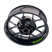 Yamaha XSR 700 and 900 inner rim sticker set by StickerBao, bike model-specific wheel decals on a close-up wheel rim.