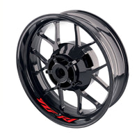 Yamaha YZF R1 wheel stickers and rim decals set by StickerBao on motorcycle inner rims for custom bike styling.