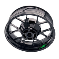 Kawasaki Z800 wheel stickers and rim decals set by StickerBao, featuring bike-specific inner rim decal design on a motorcycle wheel