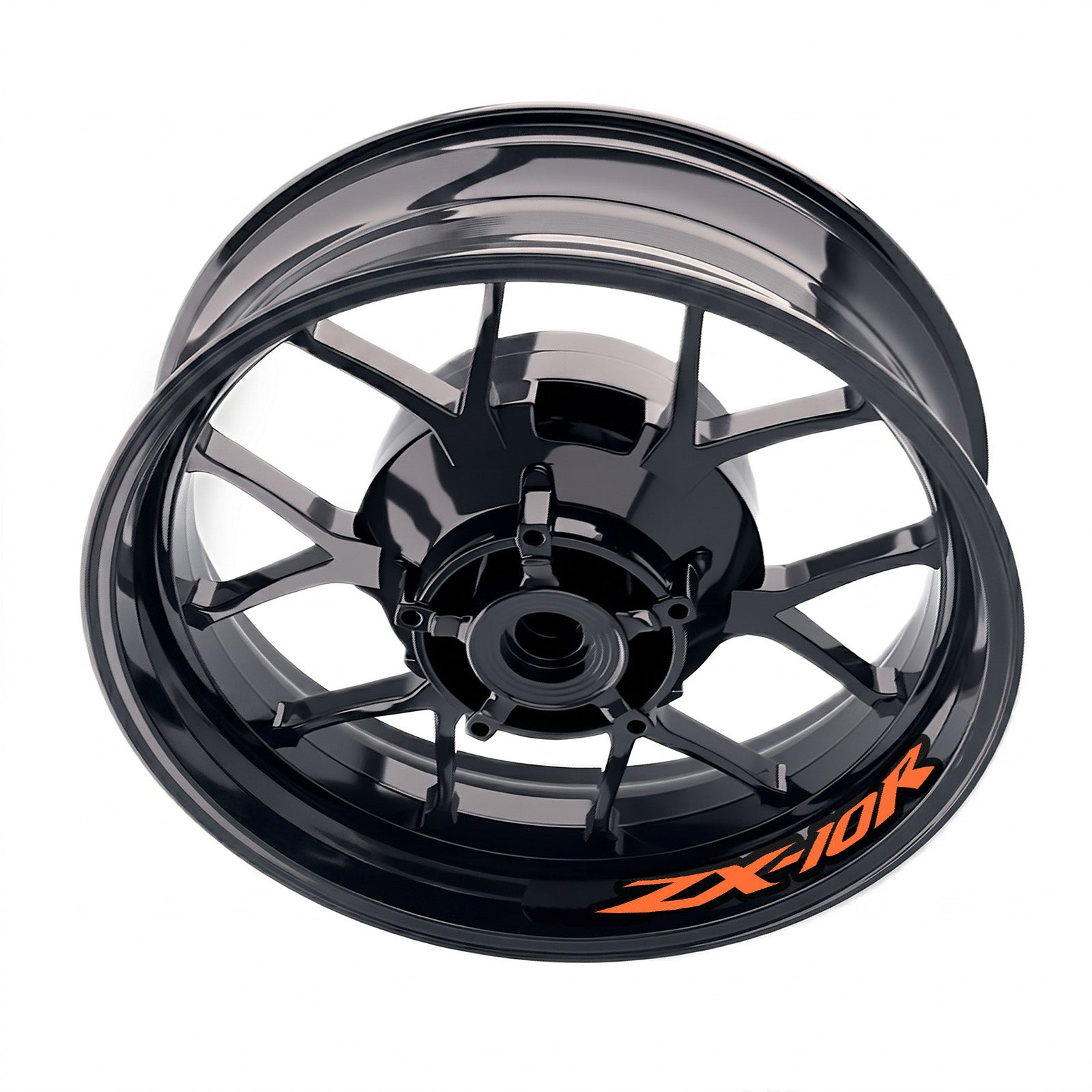 Kawasaki ZX10R Ninja wheel rim sticker set by StickerBao with model-specific decals for inner rims on motorcycle wheels.
