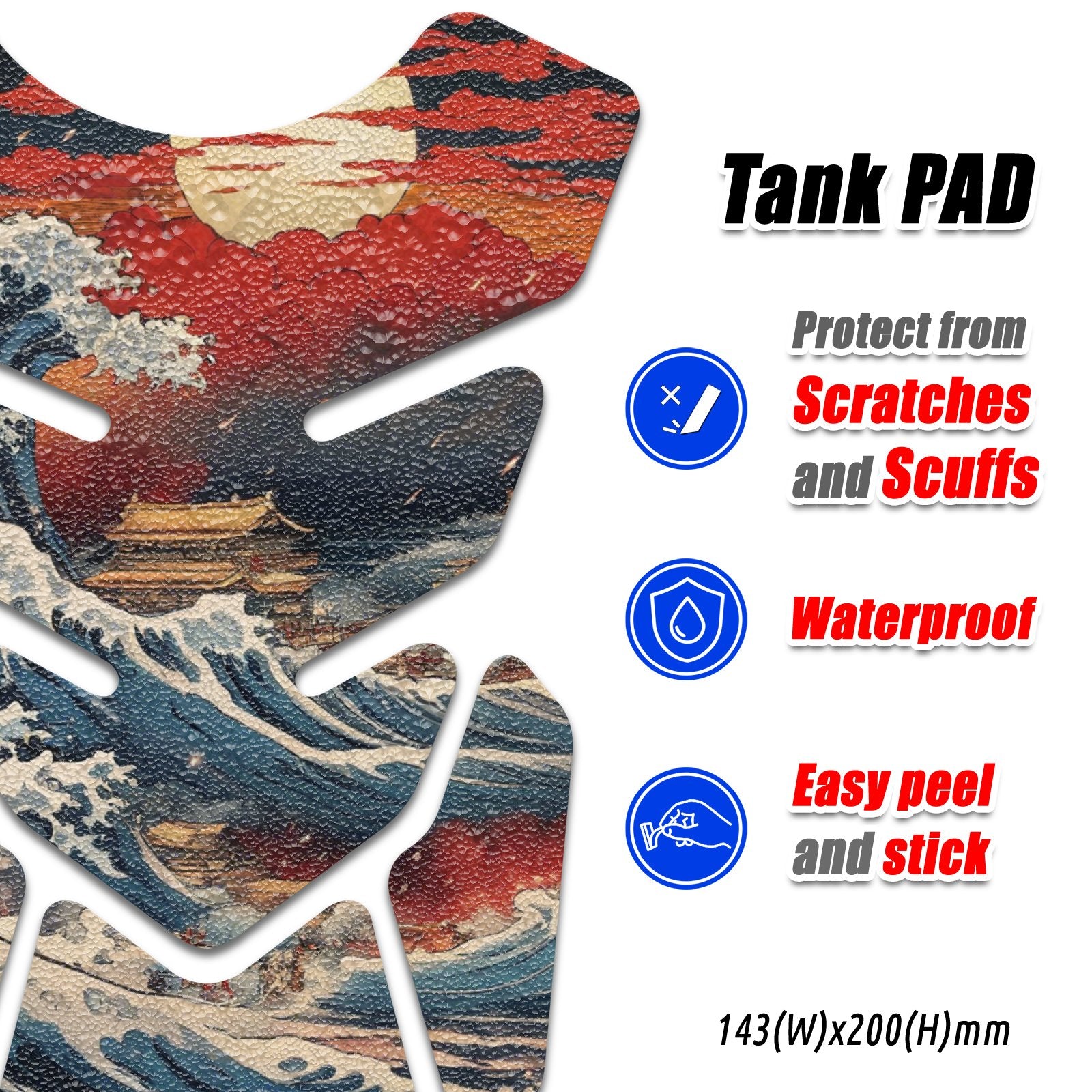 Gas Tank Sticker Motorcycle Tank Pad Protector Anti Slip Shield Vintage Wave MC Motoparts x StickerBao