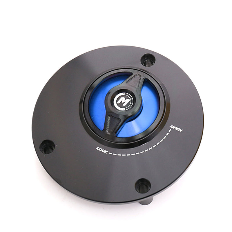 Blue Quick Lock Release REVO fuel cap for mototorcycle