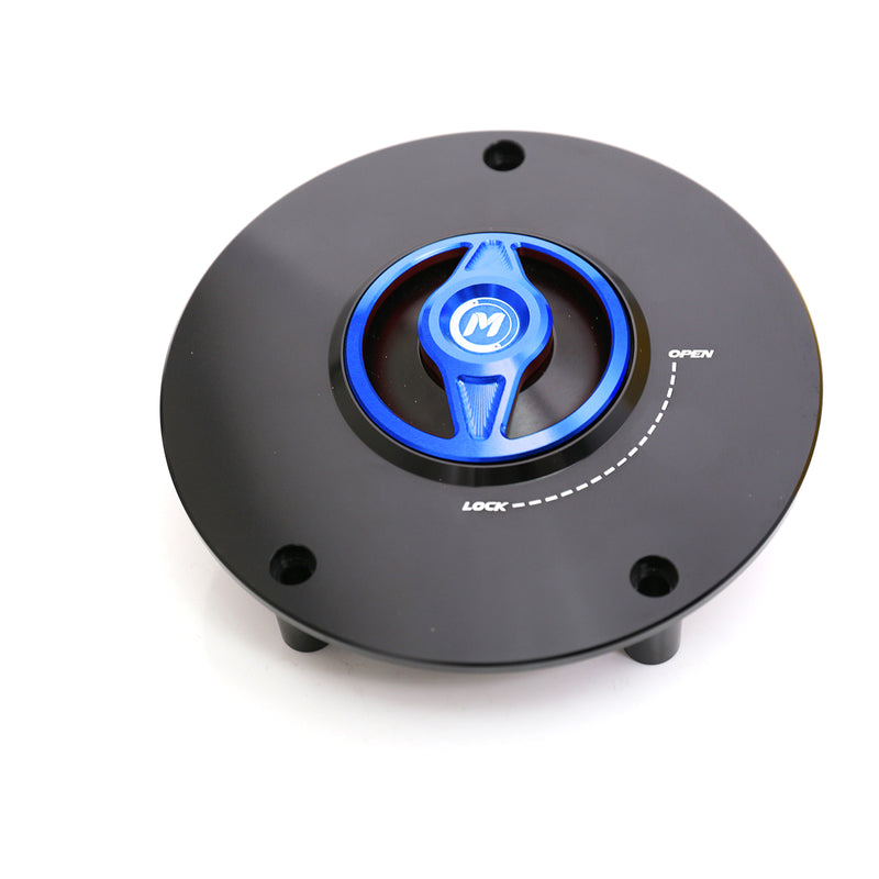 Blue Quick Lock Release REVO fuel cap for mototorcycle