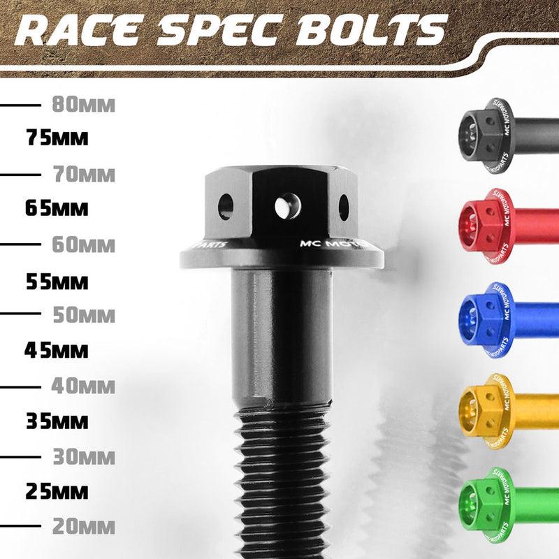 CNC Aluminum Flanged Hex Head Race Spec Bolt M6 x 50mm - MC Motoparts