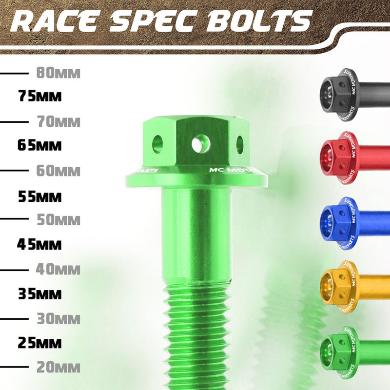 CNC Aluminum Flanged Hex Head Race Spec Bolt M6 x 70mm - MC Motoparts