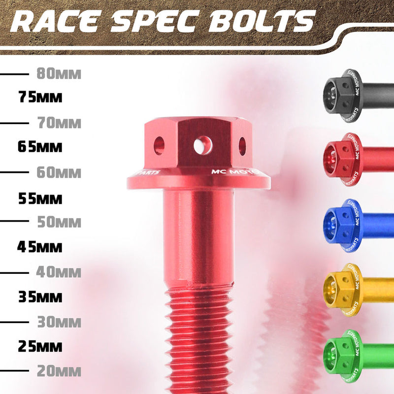 CNC Aluminum Flanged Hex Head Race Spec Bolt M6 x 15mm - MC Motoparts