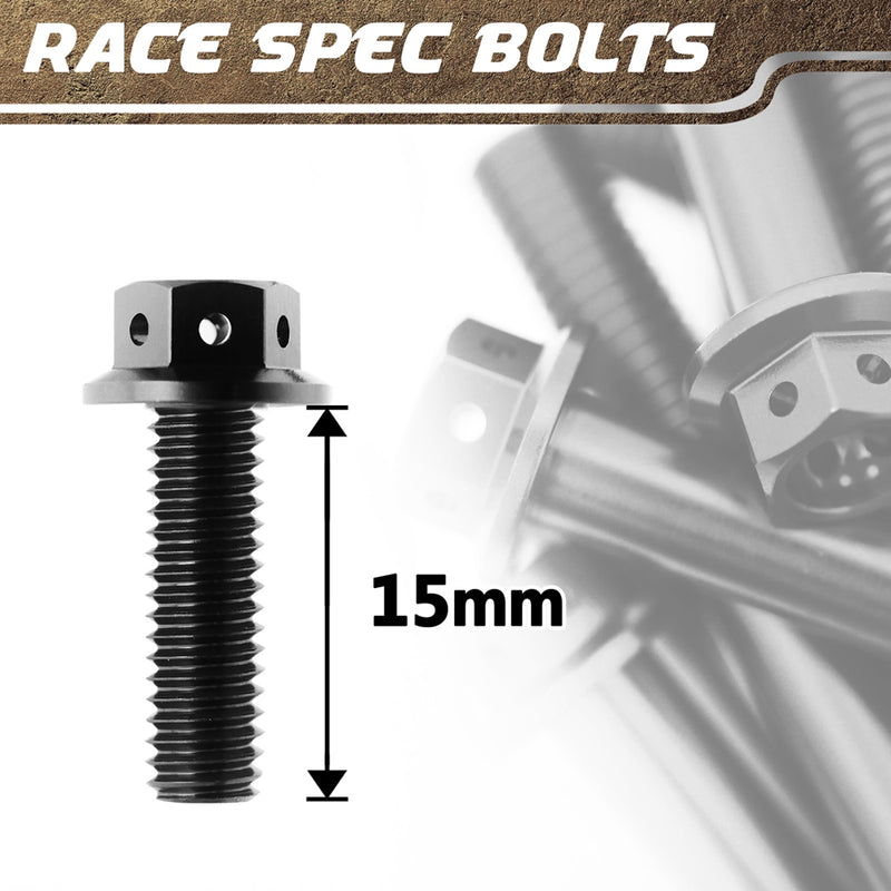 Black Aluminium Pre-drilled Flanged Hex Head Race Spec Bolt