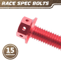 Red Aluminium Pre-drilled Flanged Hex Head Race Spec Bolt