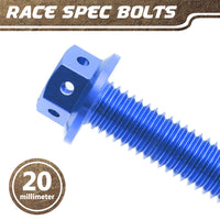 Blue Aluminium Pre-drilled Flanged Hex Head Race Spec Bolt